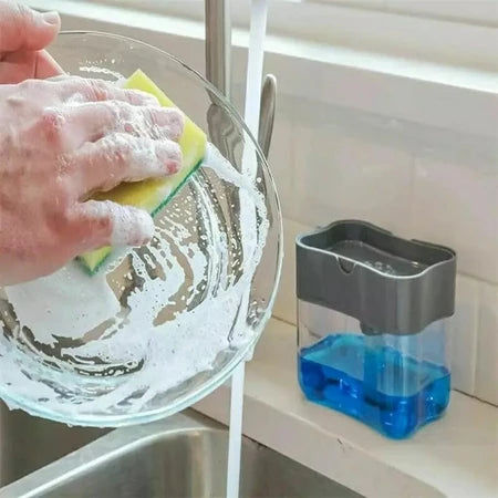 Dispenser 2 em 1 para Detergente e Porta Esponja – Praticidade e Organização na Sua Cozinha!