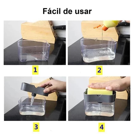 Dispenser 2 em 1 para Detergente e Porta Esponja – Praticidade e Organização na Sua Cozinha!