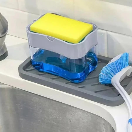 Dispenser 2 em 1 para Detergente e Porta Esponja – Praticidade e Organização na Sua Cozinha!