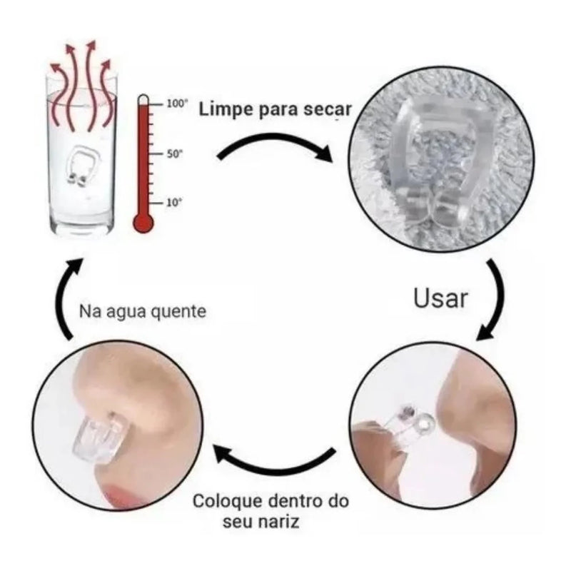 Kit 4 Clipe Nasal Anti-Ronco - Dispositivo para Respirar Melhor e Combater a Apneia