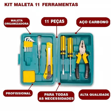 Conjunto Premium de 11 Ferramentas Profissionais com Maleta Completa