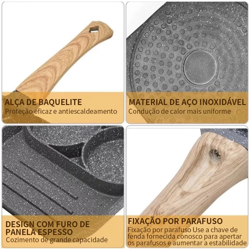 Frigideira Antiaderente Premium 4 Furos e 2 Furos. Versatilidade na Cozinha