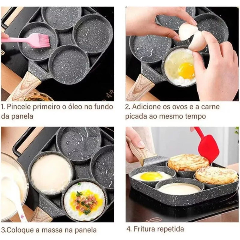 Frigideira Antiaderente Premium 4 Furos e 2 Furos. Versatilidade na Cozinha