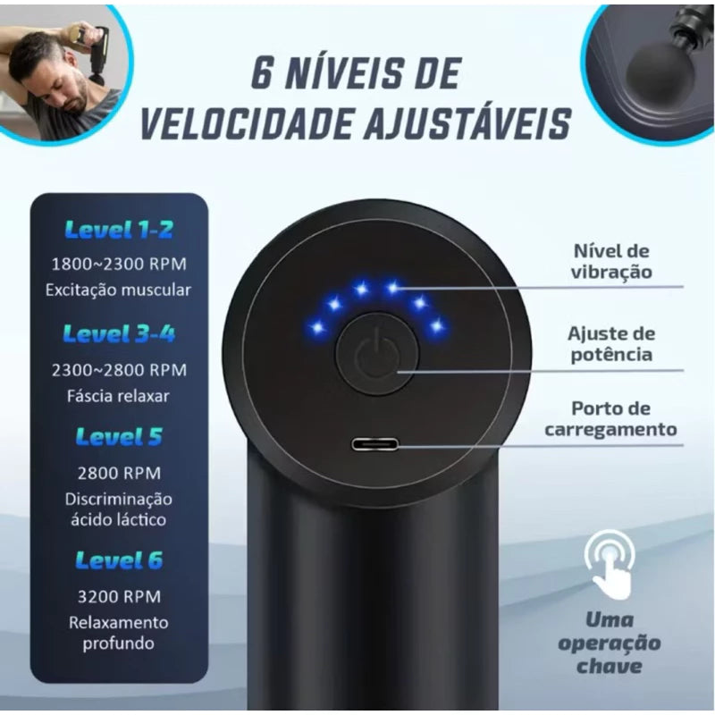 Massageador Elétrico Profissional de Alta Frequência para Massagem Muscular 110V/220V