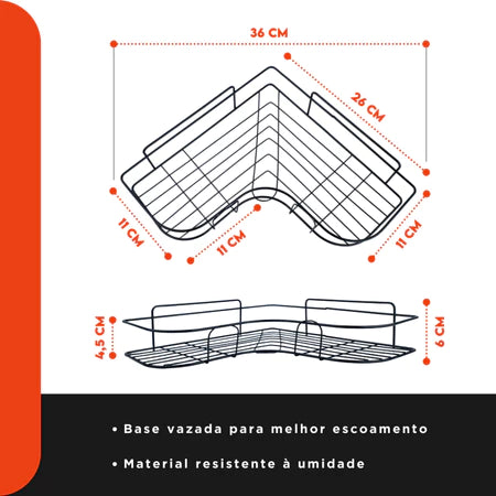 Suporte de Canto para Parede - Para o banheiro, cozinha e decoração.