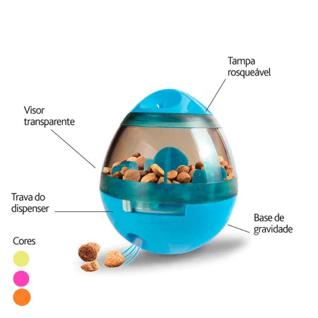 Brinquedo Interativo Dispenser de Ração e Petiscos para Cães e Gatos - Design Oval Premium