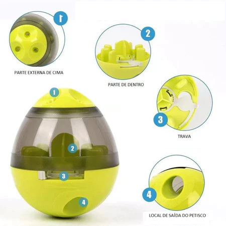 Brinquedo Interativo Dispenser de Ração e Petiscos para Cães e Gatos - Design Oval Premium