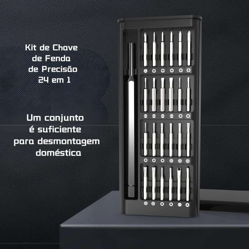 Kit de Chaves de Precisão 24 em 1: Ideal para Manutenção de Relógios e Celulares!