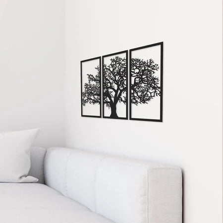 Quadro Decorativo Grande + BRINDE - Árvore da Vida Vazado Preto Fosco (94x65 cm)