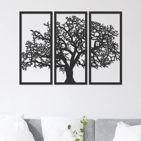 Quadro Decorativo Grande + BRINDE - Árvore da Vida Vazado Preto Fosco (94x65 cm)